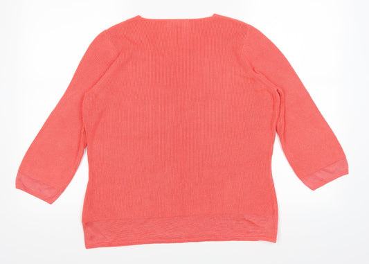 Marks and Spencer Womens Orange Pullover Jumper Size 14