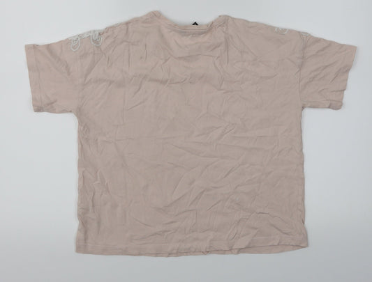 New Look Womens Pink Basic T-Shirt Size 10 - Lace sleeve