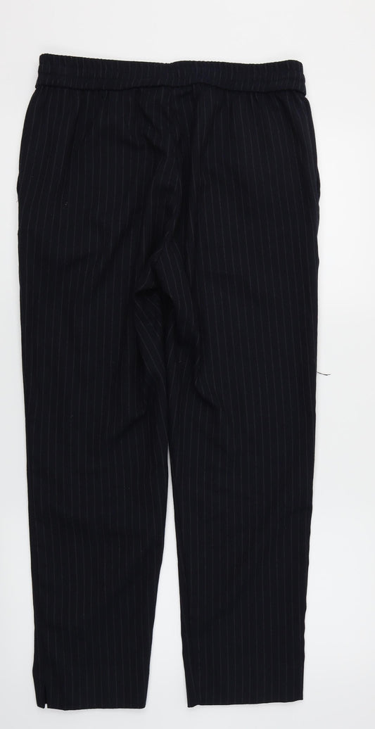 H&M Womens Blue Striped Dress Pants Trousers Size 14 L27 in
