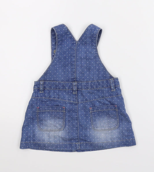 Very Girls Blue Spotted Denim A-Line Size 9-12 Months - Dungaree Dress