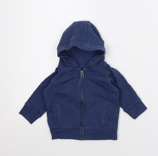 Additional front view of Next boys’ blue full zip jumper, size 3-6, months