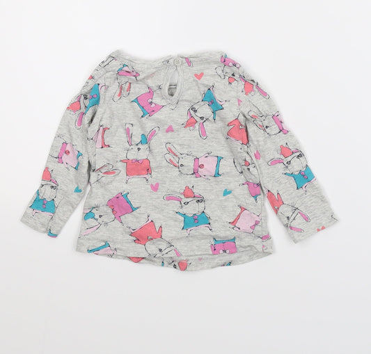 NEXT Girls Grey Animal Print Basic T-Shirt Size 3-6 Months