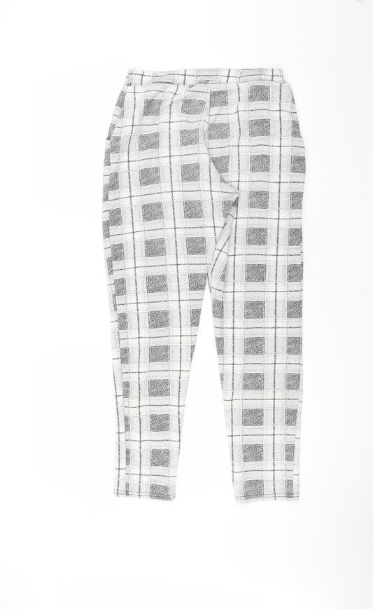 edge Womens Grey Check Carrot Trousers Size 10 L28 in