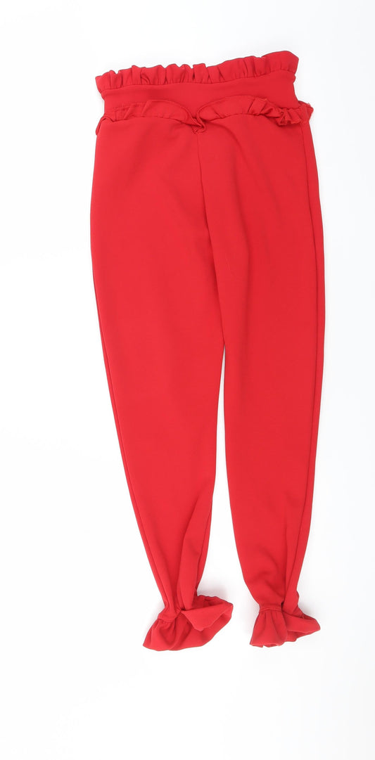PRETTYLITTLETHING Womens Red Trousers Size 4 L22 in
