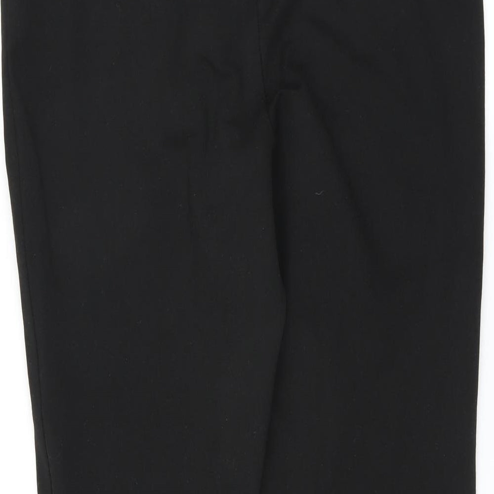 Brand and care label for H&M women’s black trousers, size L, 27-inch leg - zip detail