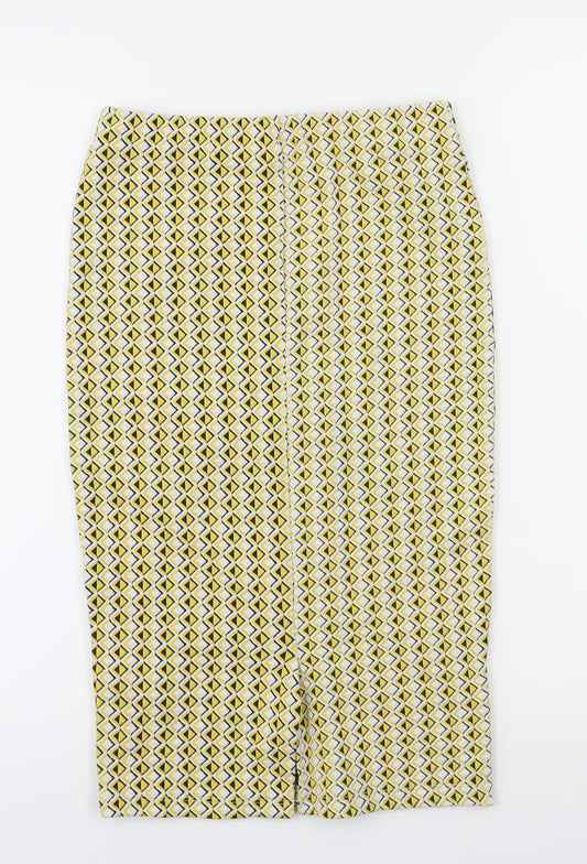 Zara Womens Yellow Argyle/Diamond A-Line Skirt Size S