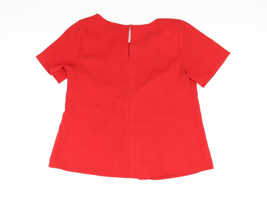 Ax Womens Red Basic Blouse Size 10