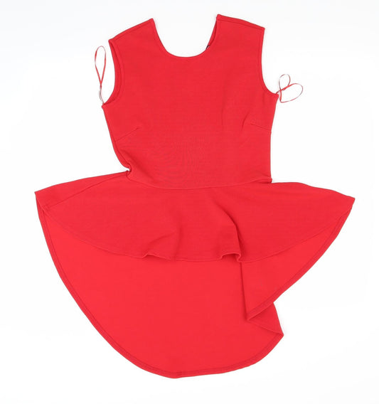 ribon Womens Red Tunic Blouse Size 10