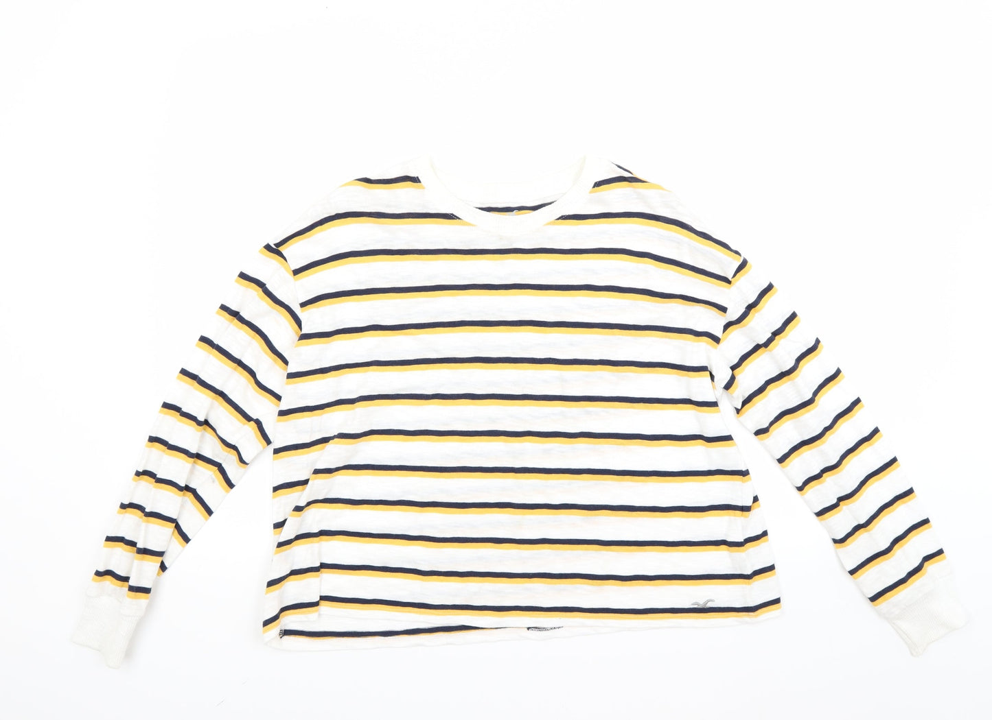 Hollister Womens White Striped  Pullover Jumper Size S