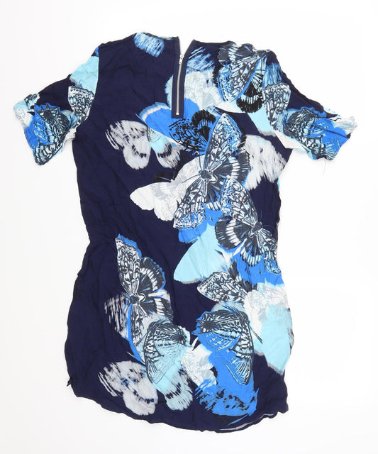 Warehouose Womens Blue T-Shirt Dress Size 12 - Butterflies