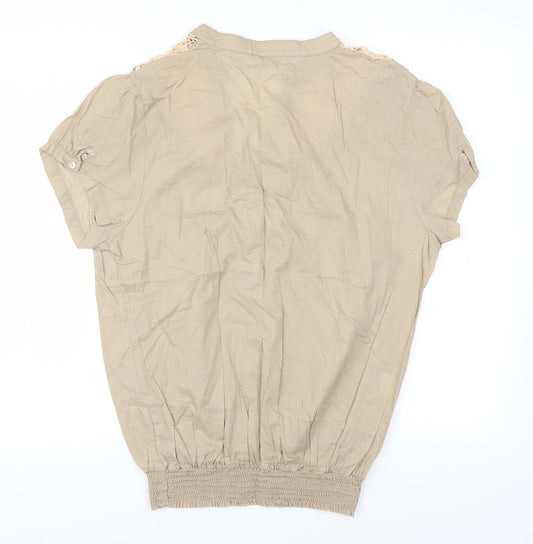 Miao Womens Brown Basic Button-Up Size 3XL
