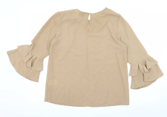 Izabel London Womens Brown Basic Blouse Size 10