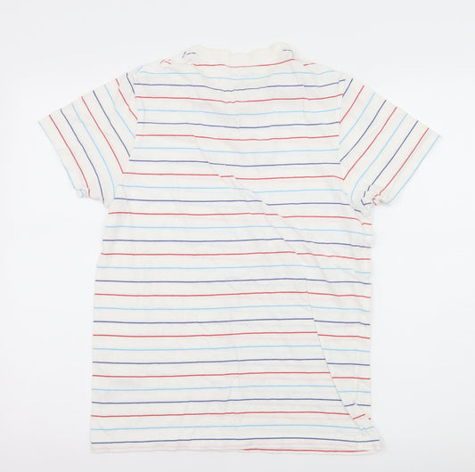 Primark Mens White Striped Jersey T-Shirt Size S - Out of Order