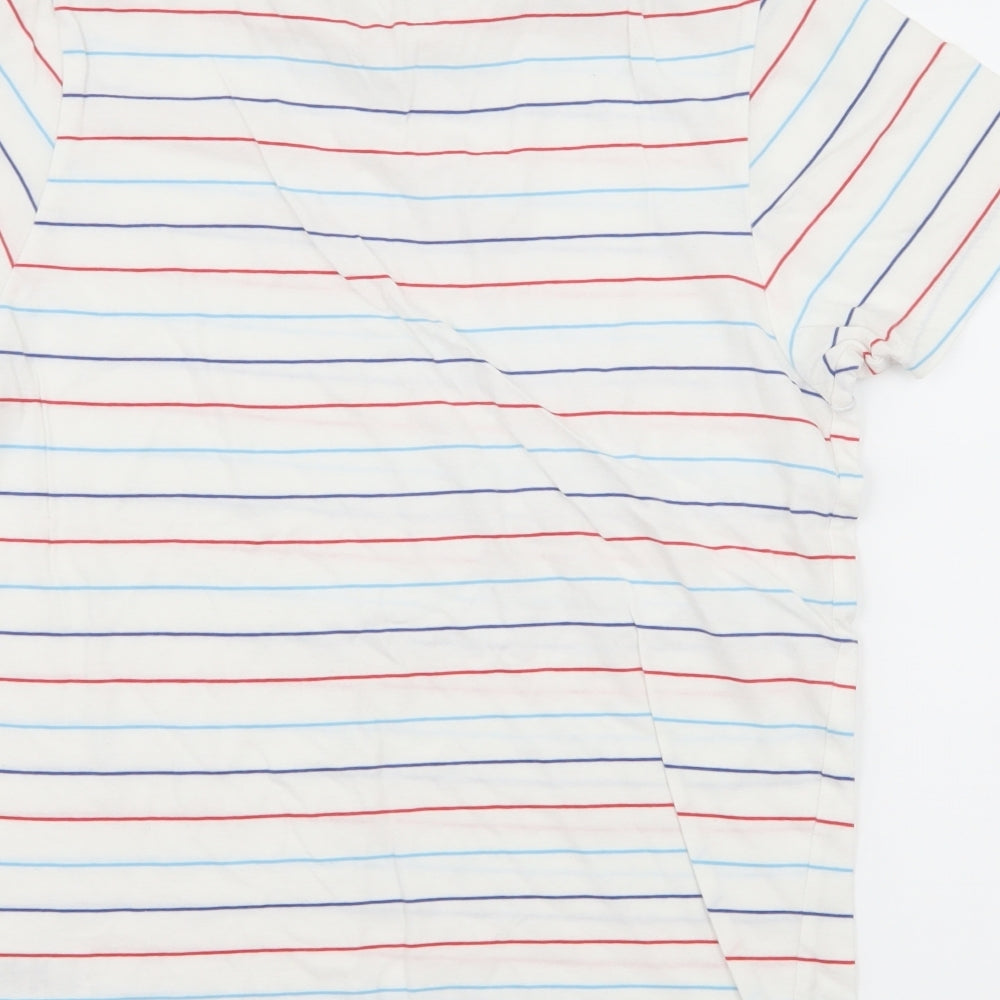 Brand and care label for Primark men’s white striped jersey t-shirt, size S, - out of order