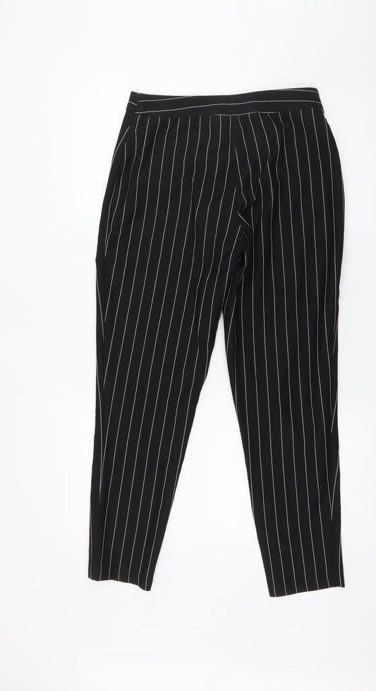Boohoo Womens Black Striped Trousers Size 6 L27 in