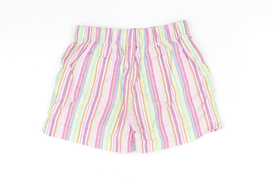 pre worn Girls White Pinstripe Cut-Off Shorts Size 7 Years