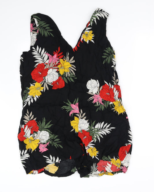 Dorothy Perkins Womens Black Floral Jumpsuit One-Piece