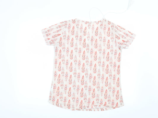 Preworn Womens White Geometric Basic T-Shirt Size S
