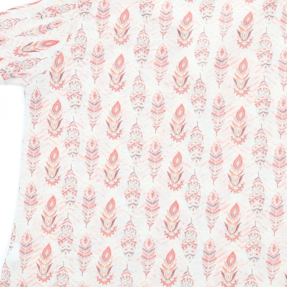 Brand and care label for Preworn women’s white geometric basic t-shirt, size S