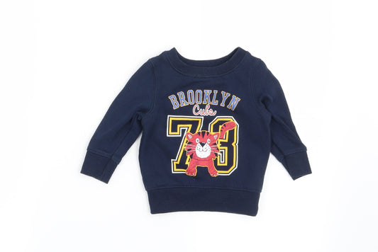 Additional front view of Rebel boys’ blue jumper, size 9-12, months - brooklyn