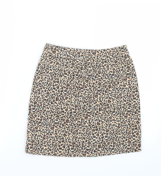 Newlook Womens Beige Animal Print A-Line Skirt Size 6