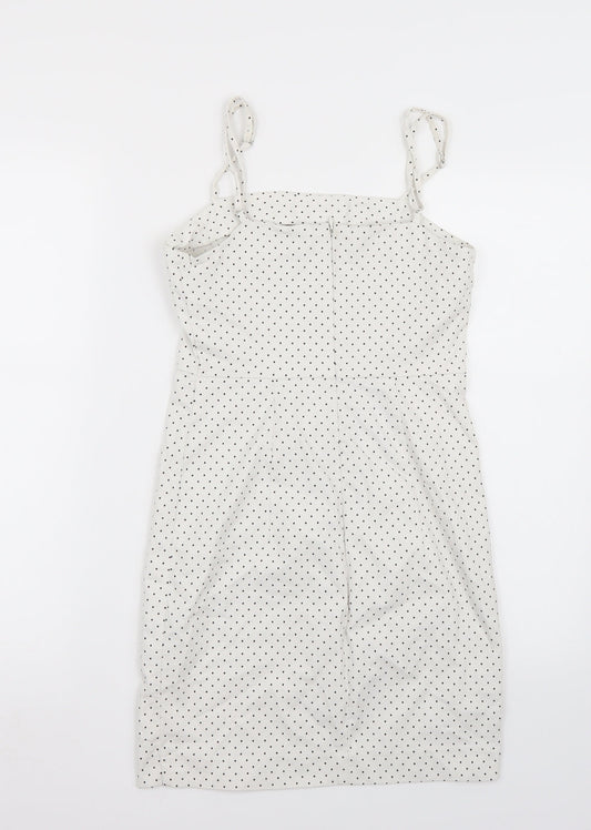 FOREVER 21 Womens White Polka Dot A-Line Size S
