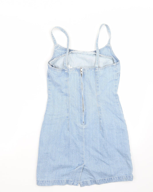 Miss Selfridge Womens Blue Rayon A-Line Size 4