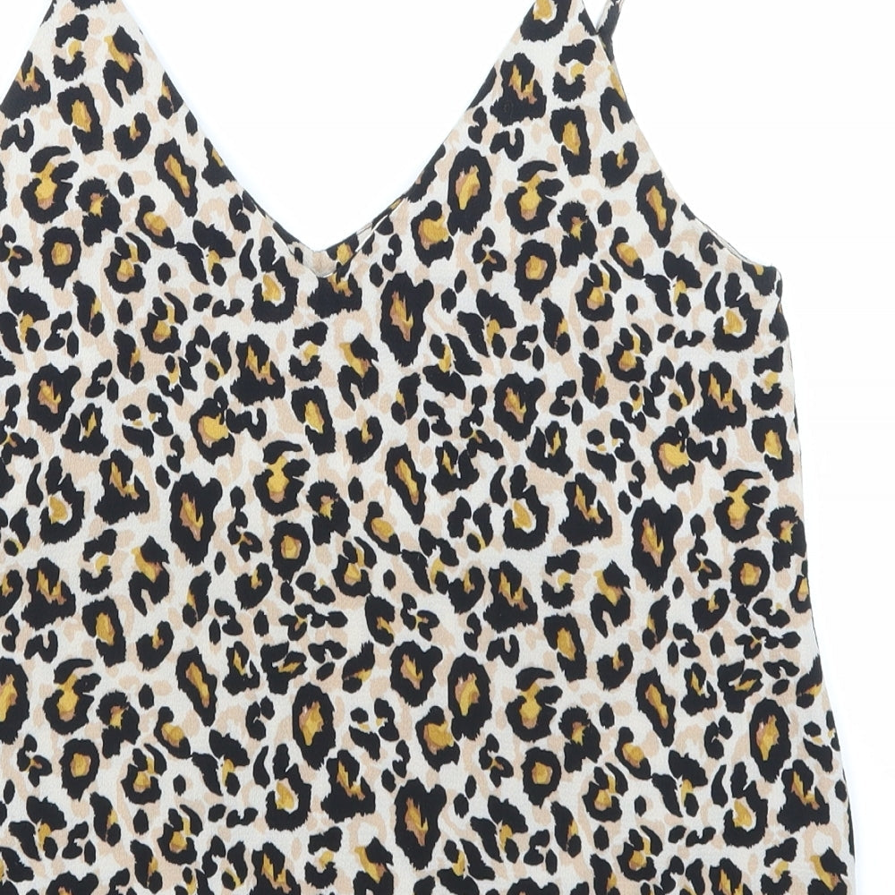 NewLook Womens Brown Animal Print Basic Blouse Size 10