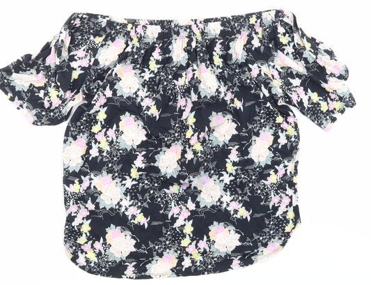 NewLook Womens Black Floral Basic T-Shirt Size 10