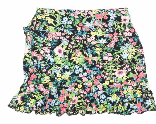H&M Womens Black Floral Skater Skirt Size S