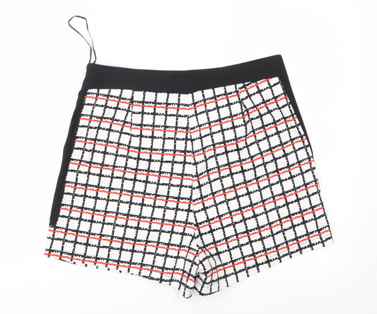 Missi Womens White Check Mom Shorts Size 14
