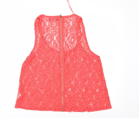 Select Womens Red Lace Basic Blouse Size 12