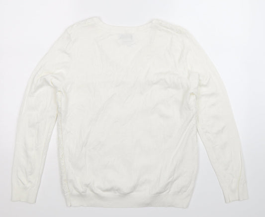 Soon Womens White Knit Pullover Jumper Size 14
