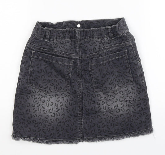 Preworn Girls Grey Denim A-Line Skirt Size S