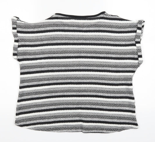 Preworn Womens Grey Striped Basic T-Shirt Size M