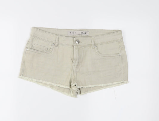 Additional front view of DenimCo women’s ivory hot pants shorts, size UK 8