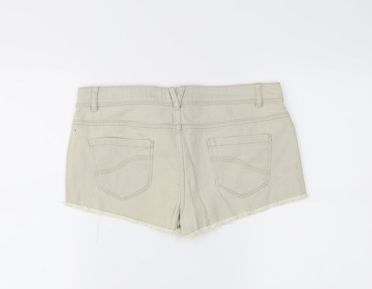 DenimCo Womens Ivory Hot Pants Shorts Size 8