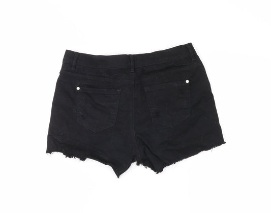 Yishion Womens Black Hot Pants Shorts Size 24 in - distressed