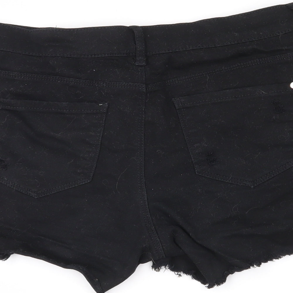 Yishion Womens Black Hot Pants Shorts Size 24 in - distressed