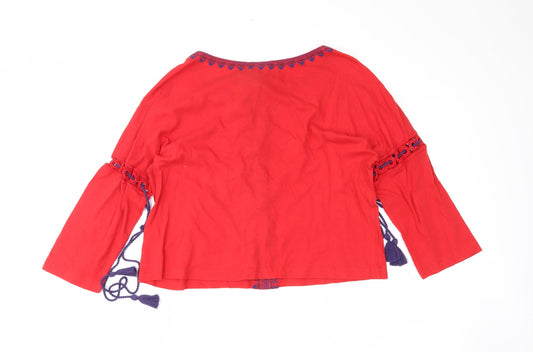Topshop Womens Red Basic Blouse Size 8