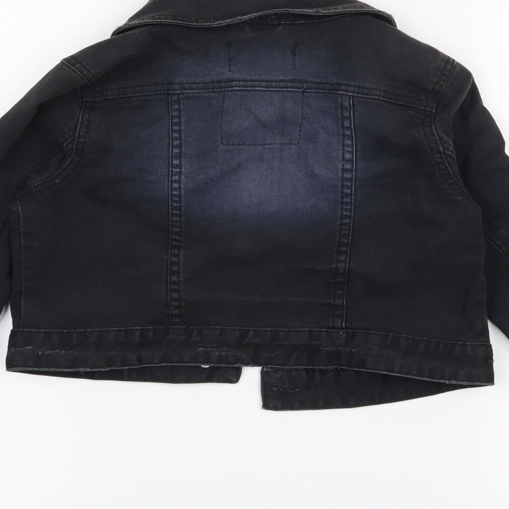 Brand and care label for H&M girls’ black jacket, size 11, years