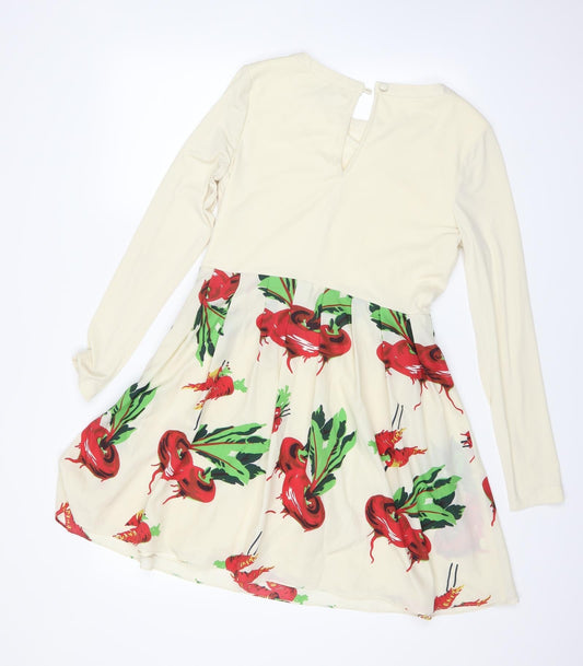 DEEV Womens White Fit & Flare Size 10