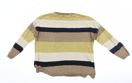 NEXT Womens Brown Striped Pullover Jumper Size 16