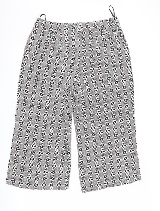 NEXT Womens Black Geometric Trousers Size 14 L23 in