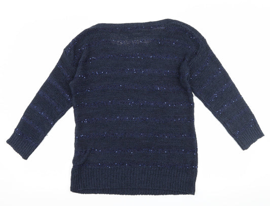 Wallis Womens Blue Striped Pullover Jumper Size S