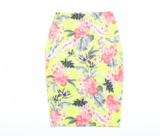 Missguided Womens Green Floral Straight & Pencil Skirt Size 10