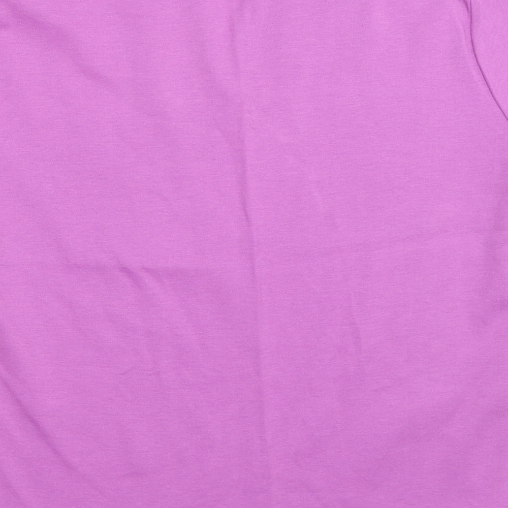 EWM Womens Purple Floral Basic T-Shirt Size 12