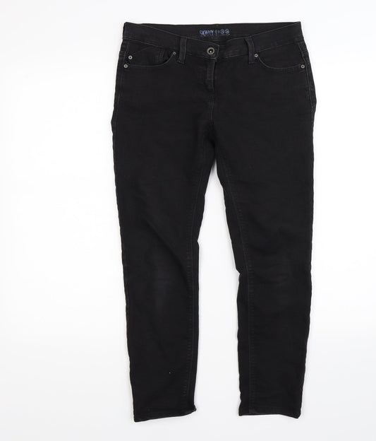 Additional front view of denim co women’s black denim skinny jeans, size UK 10, 24-inch leg