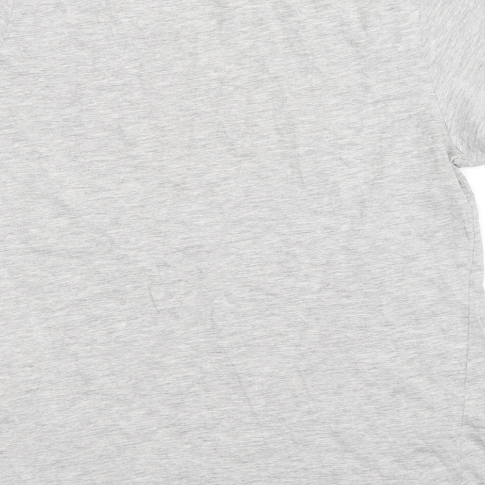 Brand and care label for H&M women’s grey basic t-shirt, size S, - treschic