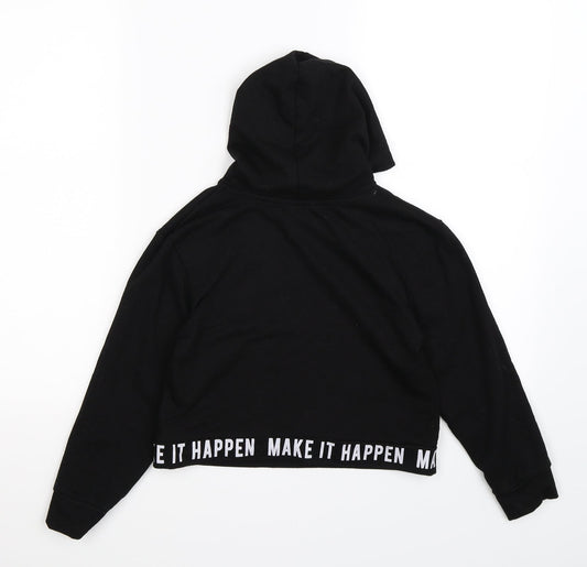 Primark Girls Black Jersey Pullover Hoodie Size 8-9 Years - make it happen